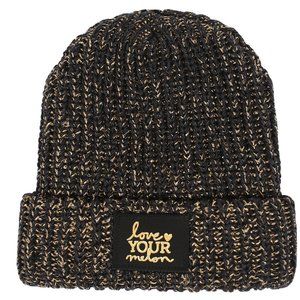 LOVE YOUR MELON GOLD & BLACK BEANIE - EUC